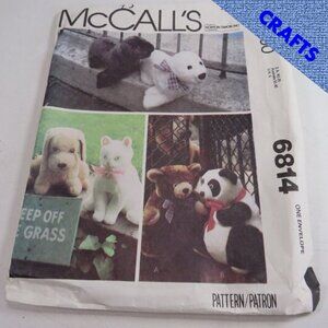 McCalls 6814 Vintage Stuffed Animals (complete) Sewing Pattern